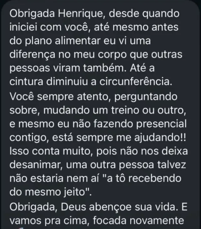 Print da mensagem de Danielle Farias